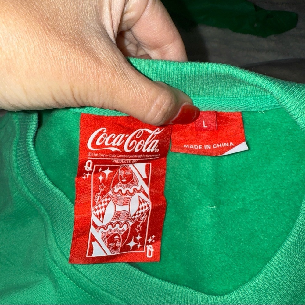 QUEEN OF SPARKLES Bright Green Logo Sweatshirt sprite oversized large l new - Picture 7 of 7